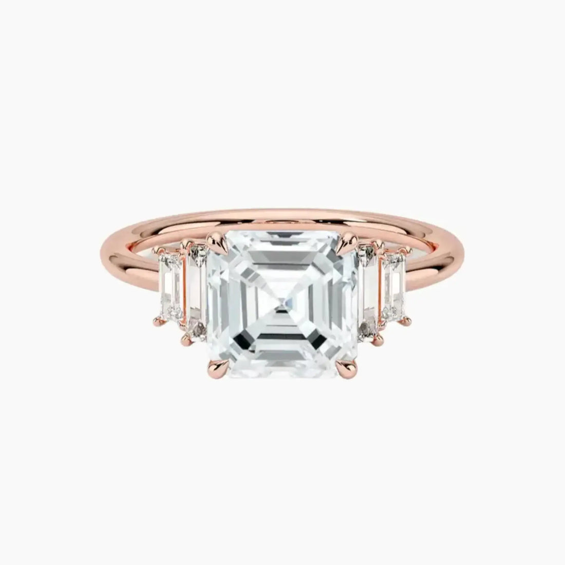 Nerine Five Stone Asscher Designer Diamond Ring Setting in 18K Yellow Gold