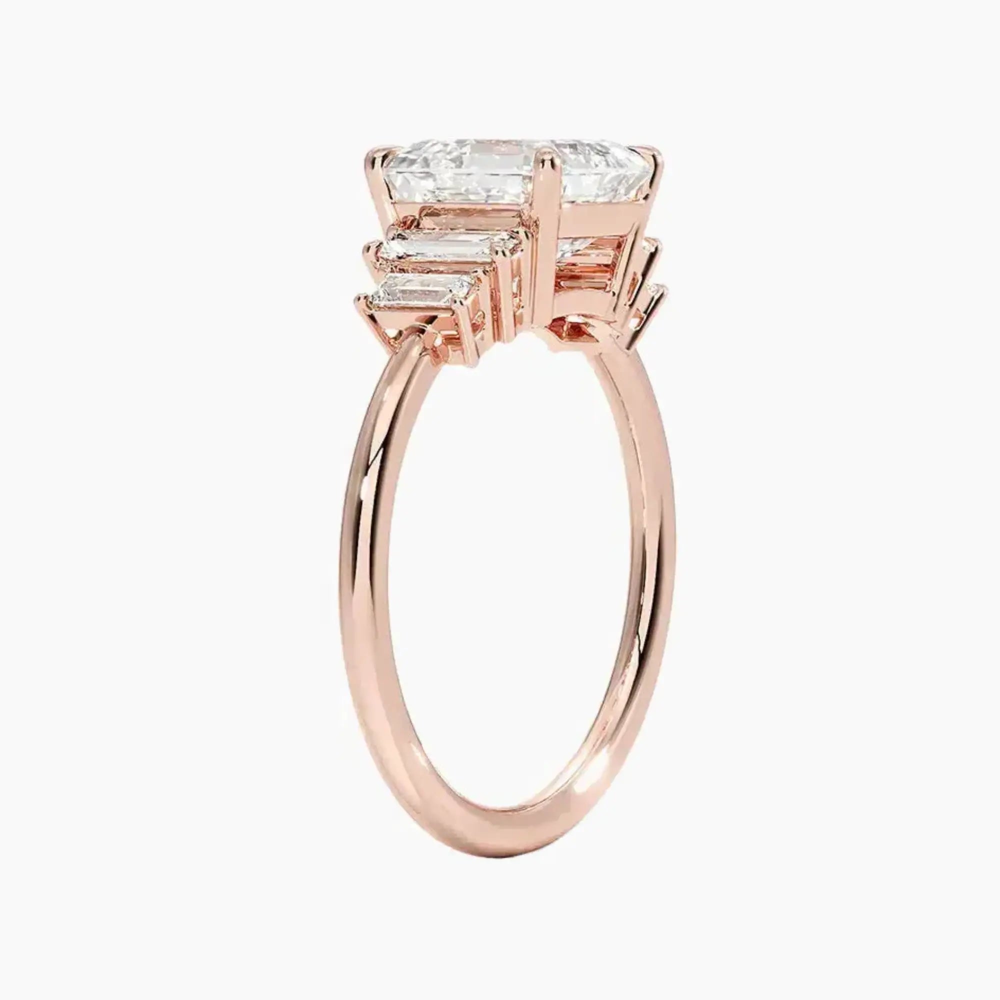 Nerine Five Stone Asscher Designer 2 Carat Lab Grown Diamond Engagement Ring in 14K White Gold