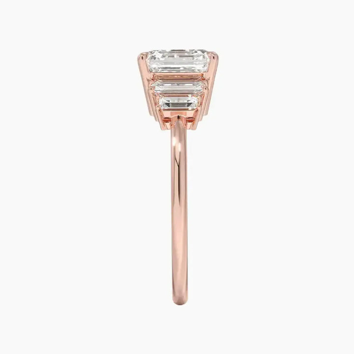 Nerine Five Stone Asscher Designer 3 Carat Lab Grown Diamond Engagement Ring in 18K Yellow Gold