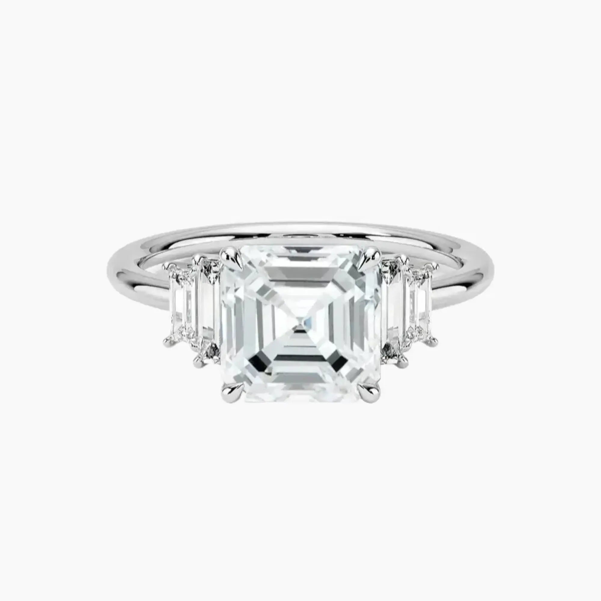 Nerine Five Stone Asscher Designer Diamond Ring Setting in 14K Yellow Gold