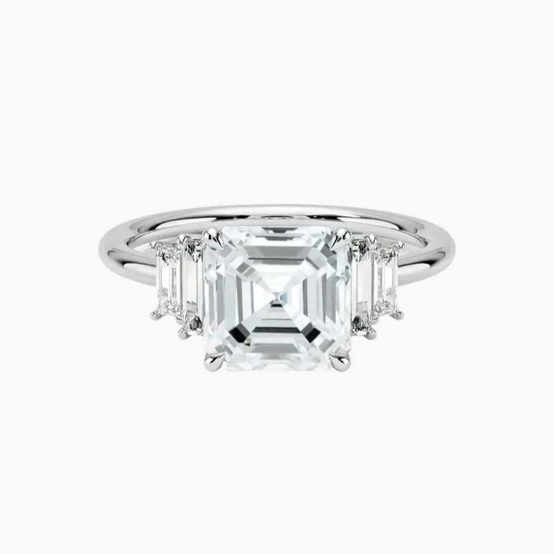 Nerine Five Stone Asscher Designer 3 Carat Lab Grown Diamond Engagement Ring in 14K Rose Gold