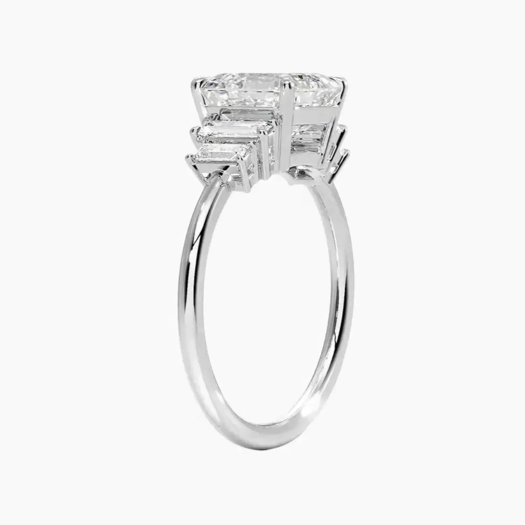 Nerine Five Stone Asscher Designer Diamond Ring Setting in 18K White Gold