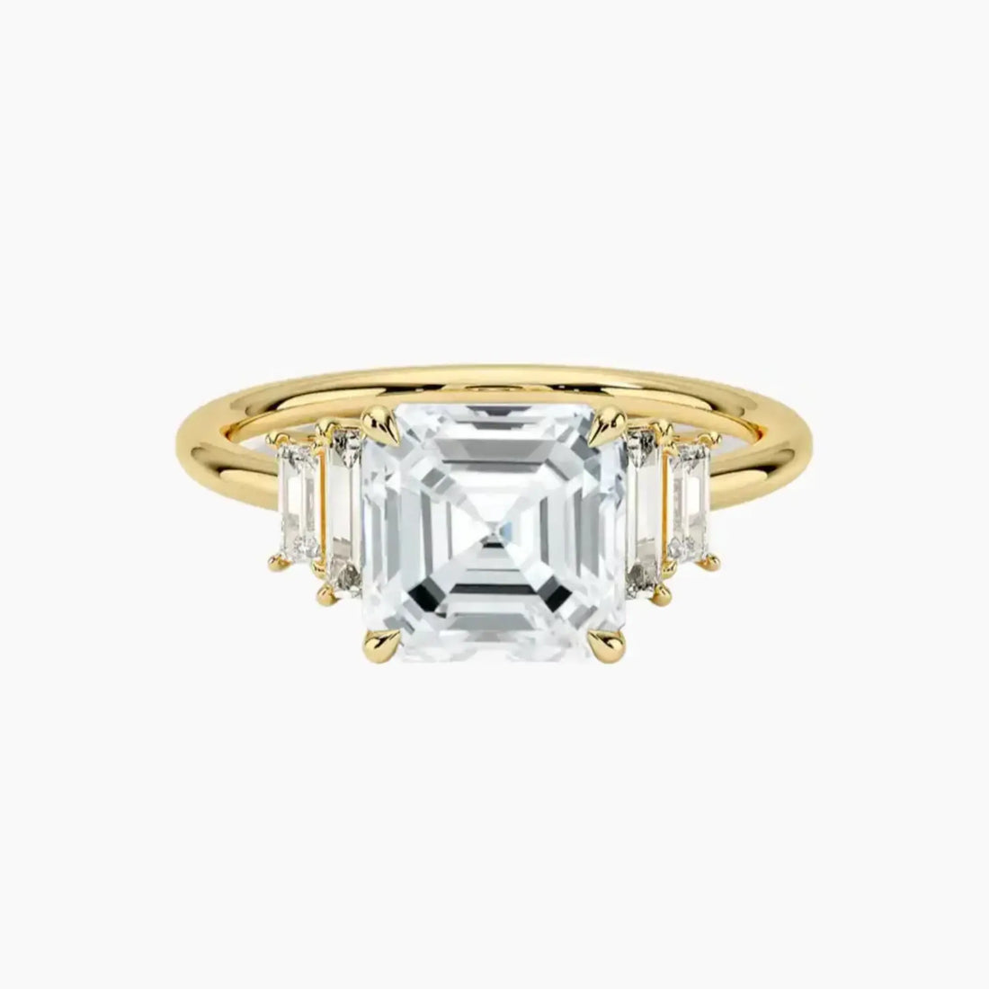 Nerine Five Stone Asscher Designer Diamond Ring Setting in 18K Yellow Gold