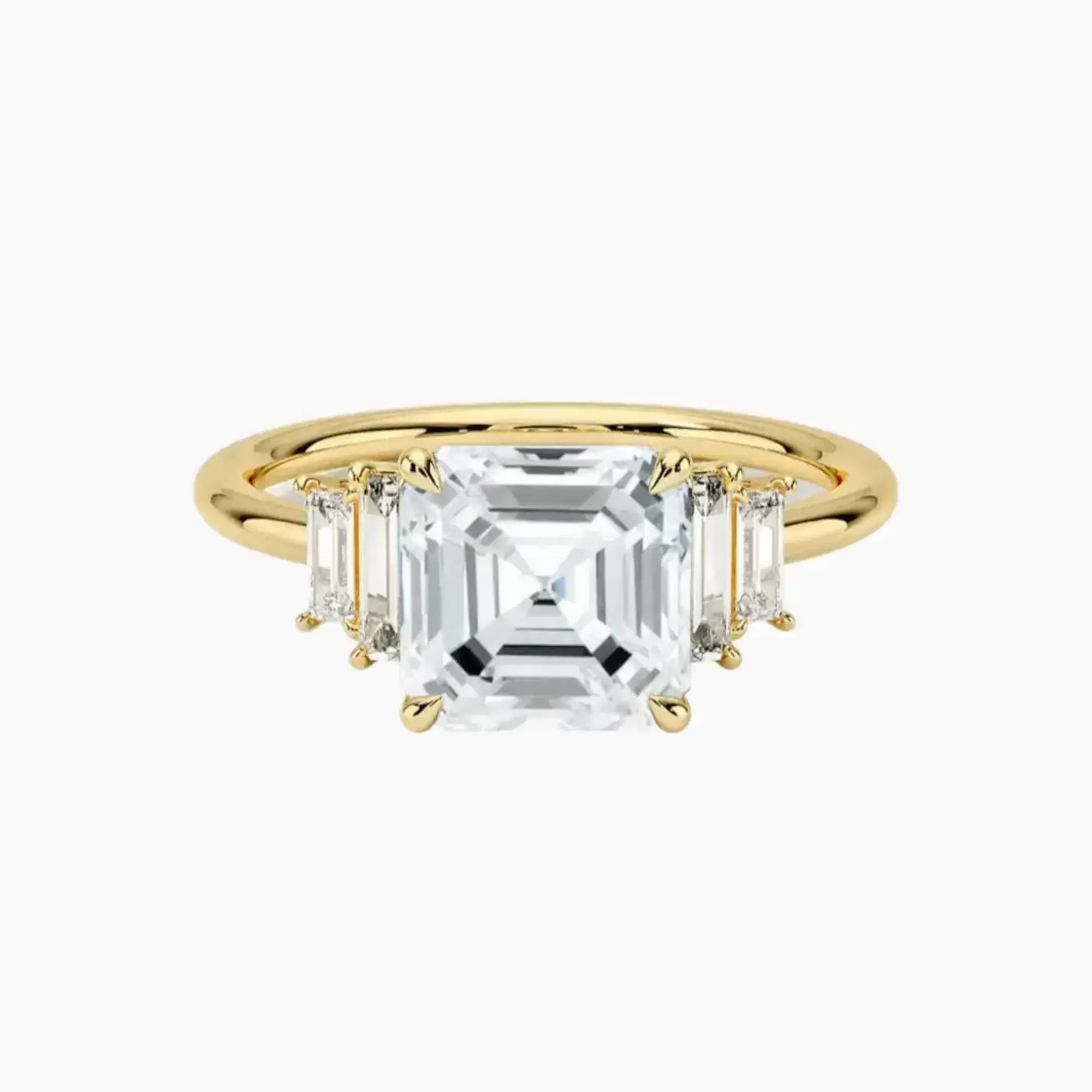 Nerine Five Stone Asscher Designer Diamond Ring Setting in 14K Rose Gold