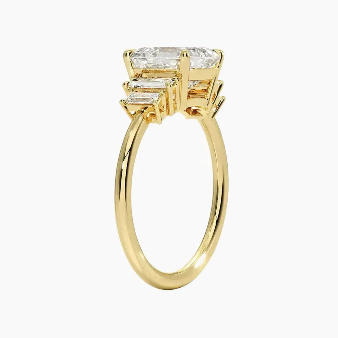 Nerine Five Stone Asscher Designer Diamond Ring Setting in 14K White Gold