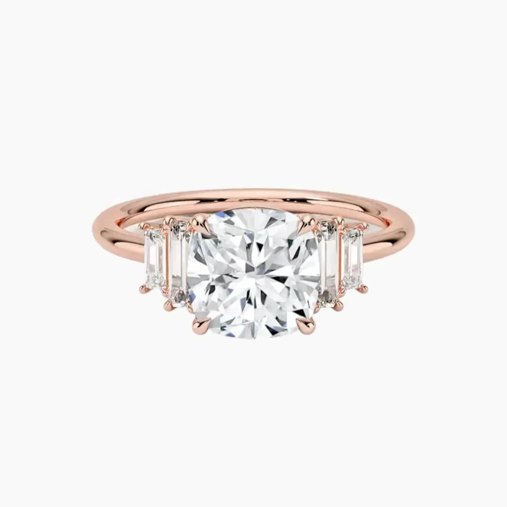 Nerine Five Stone Cushion Designer 2.5 Carat Lab Grown Diamond Engagement Ring in 18K White Gold