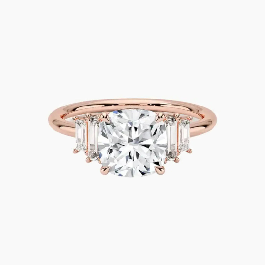 Nerine Five Stone Cushion Designer Diamond Ring Setting in 14K White Gold