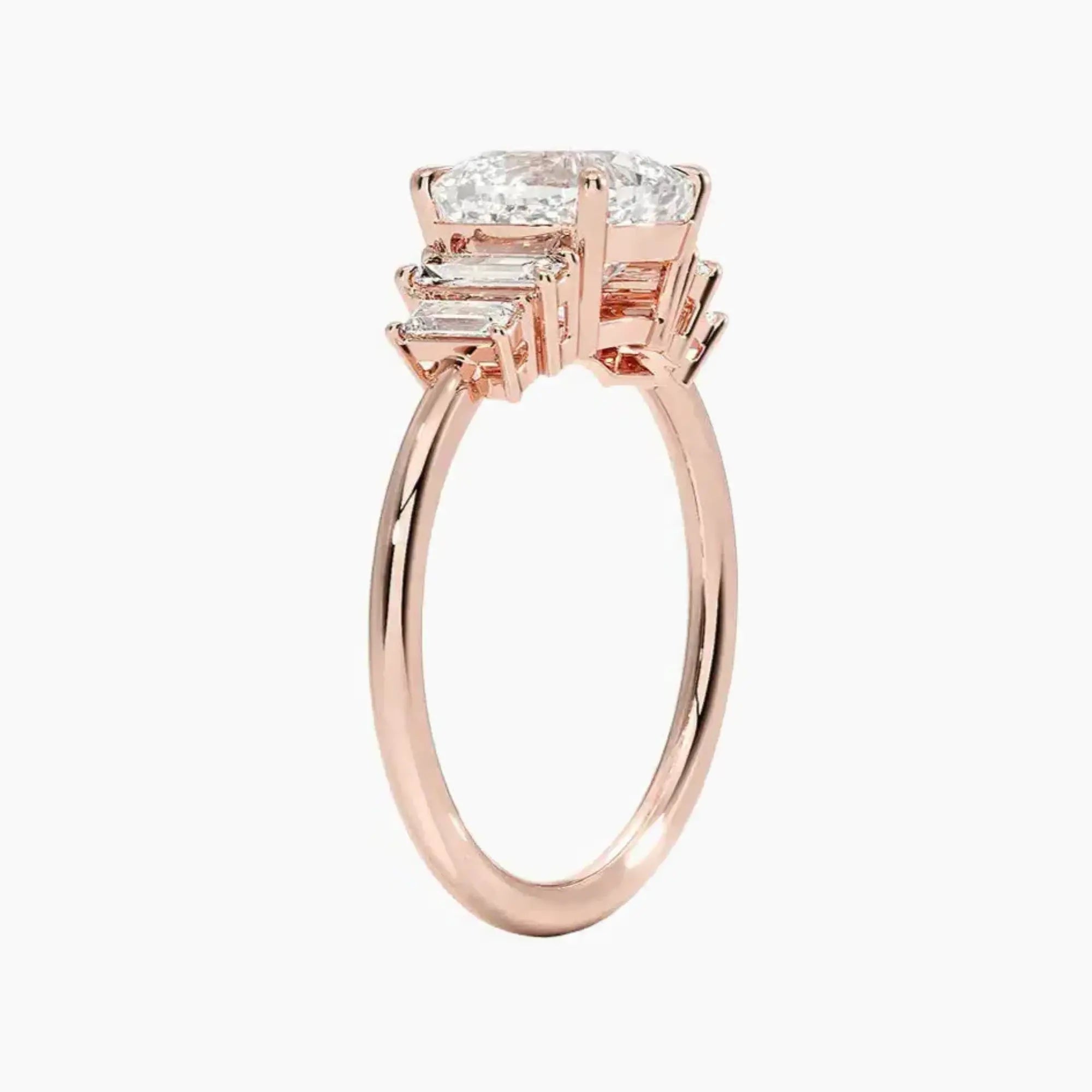 Nerine Five Stone Cushion Designer 3 Carat Lab Grown Diamond Engagement Ring in 18K Yellow Gold