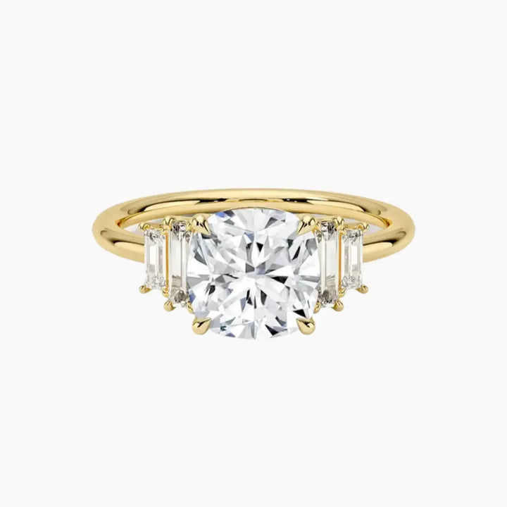 Nerine Five Stone Cushion Designer 1 Carat Lab Grown Diamond Engagement Ring in 18K Yellow Gold