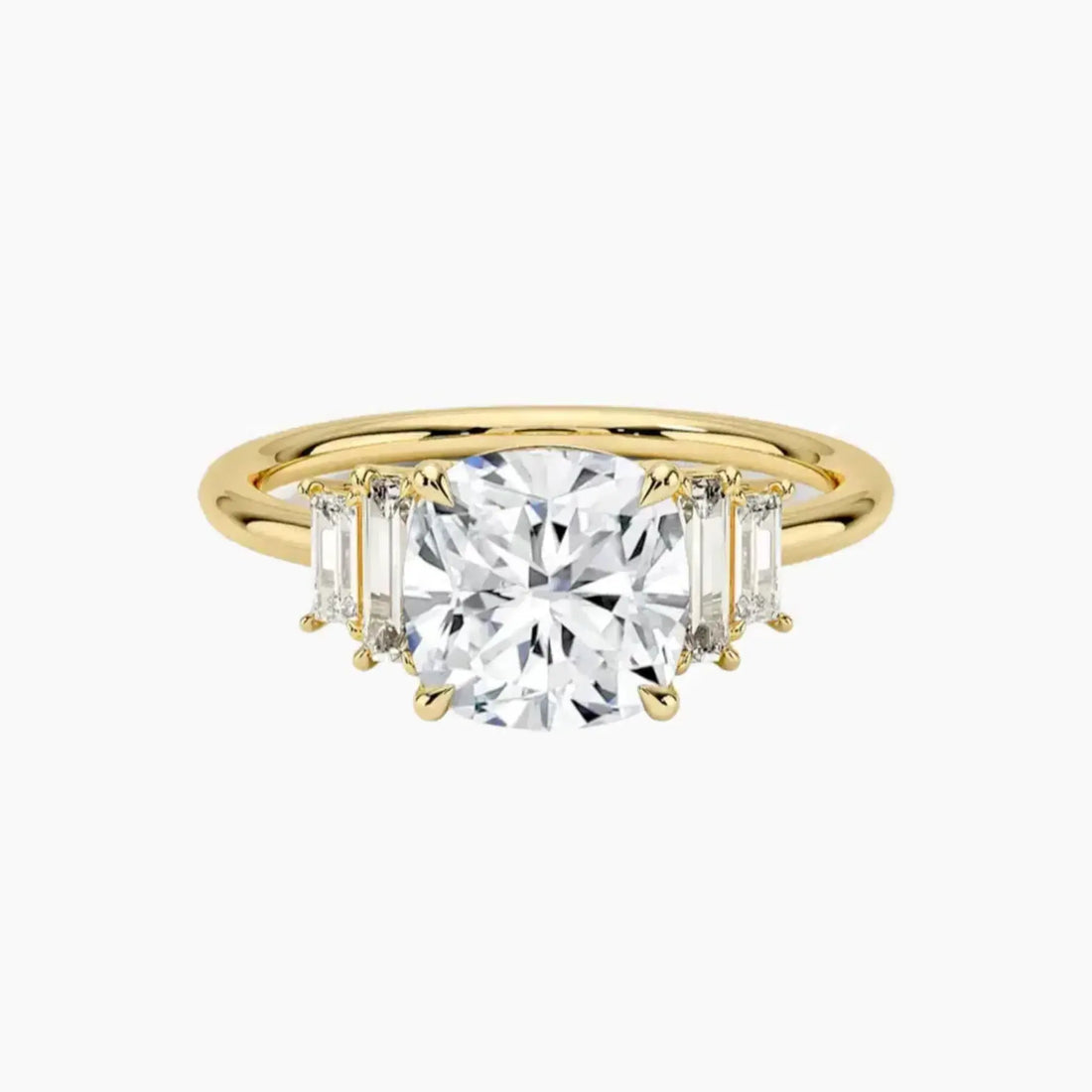 Nerine Five Stone Cushion Designer 1 Carat Lab Grown Diamond Engagement Ring in 14K Yellow Gold