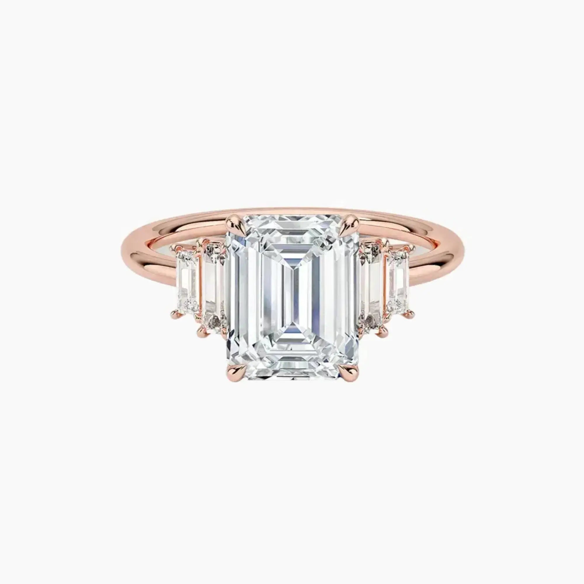 Nerine Five Stone Emerald Designer 3 Carat Lab Grown Diamond Engagement Ring in 18K Yellow Gold