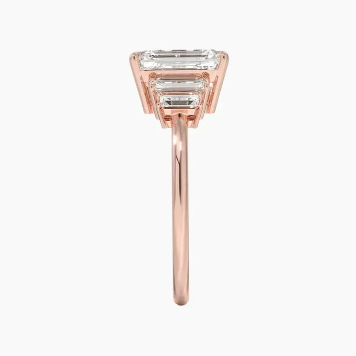 Nerine Five Stone Emerald Designer 3 Carat Lab Grown Diamond Engagement Ring in 18K Yellow Gold