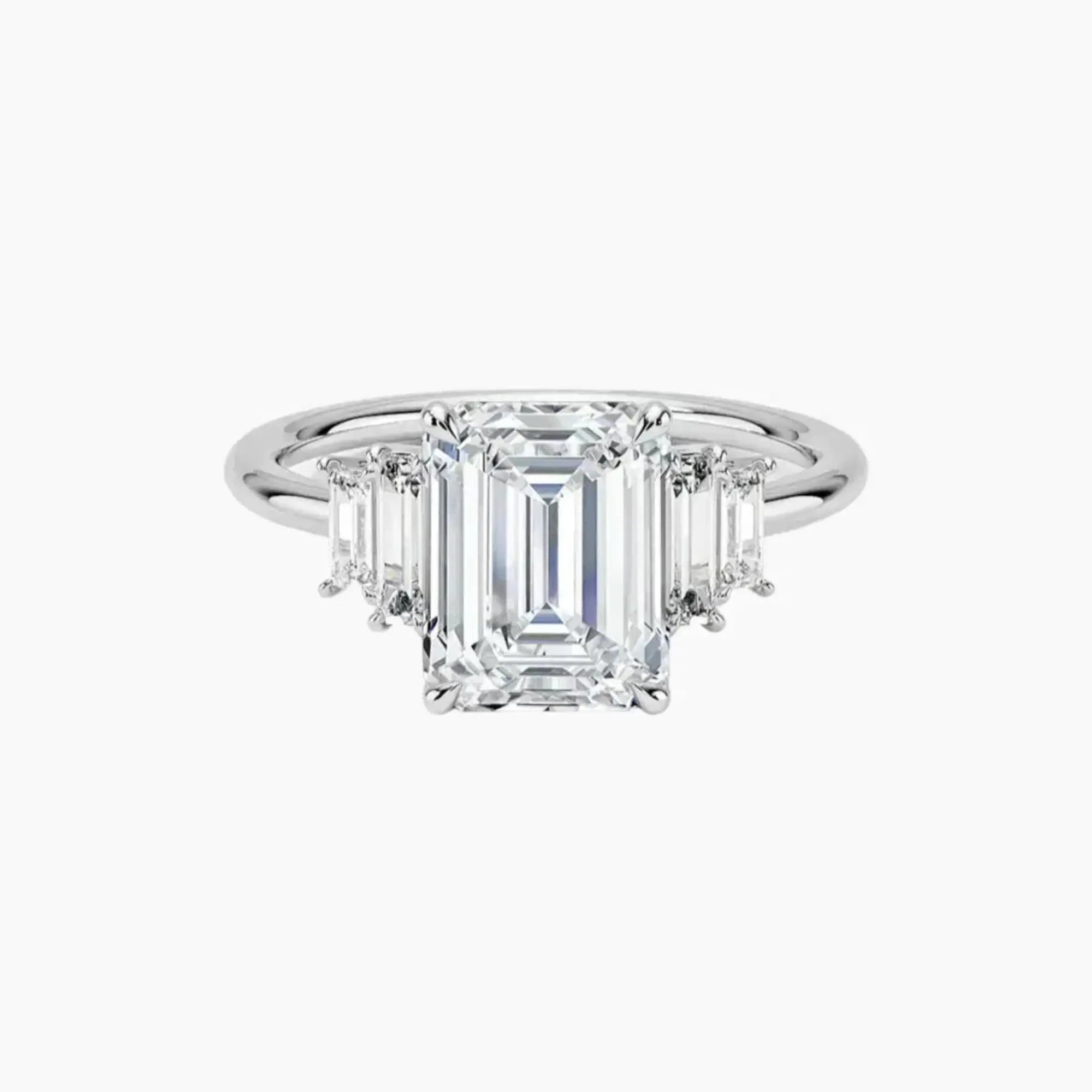 Nerine Five Stone Emerald Designer 3 Carat Lab Grown Diamond Engagement Ring in 18K Rose Gold
