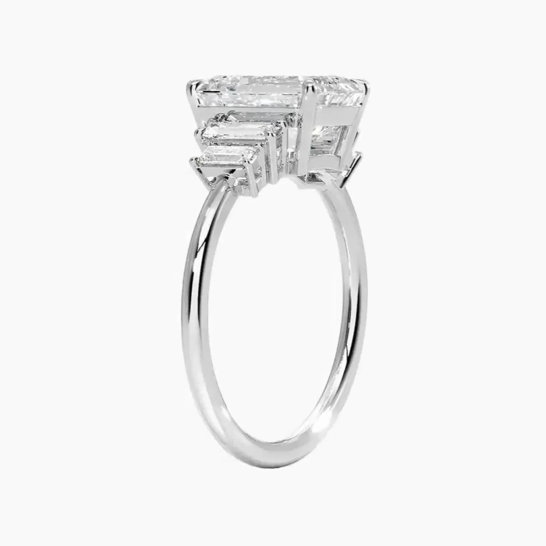 Nerine Five Stone Emerald Designer Diamond Ring Setting in 14K White Gold