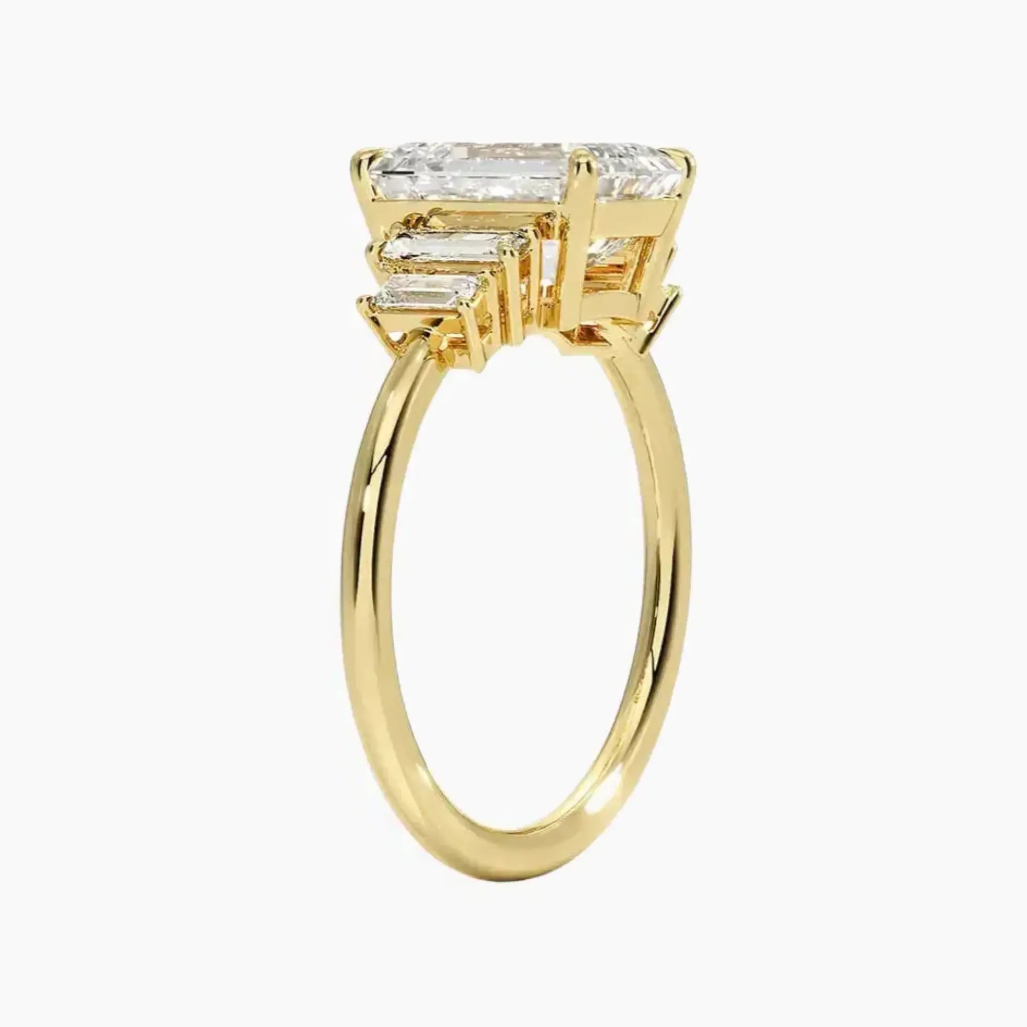 Nerine Five Stone Emerald Designer 2 Carat Lab Grown Diamond Engagement Ring in 14K White Gold