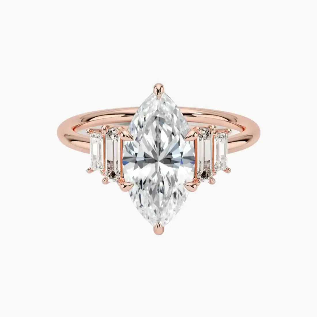 Nerine Five Stone Marquise Designer Diamond Ring Setting in 18K White Gold