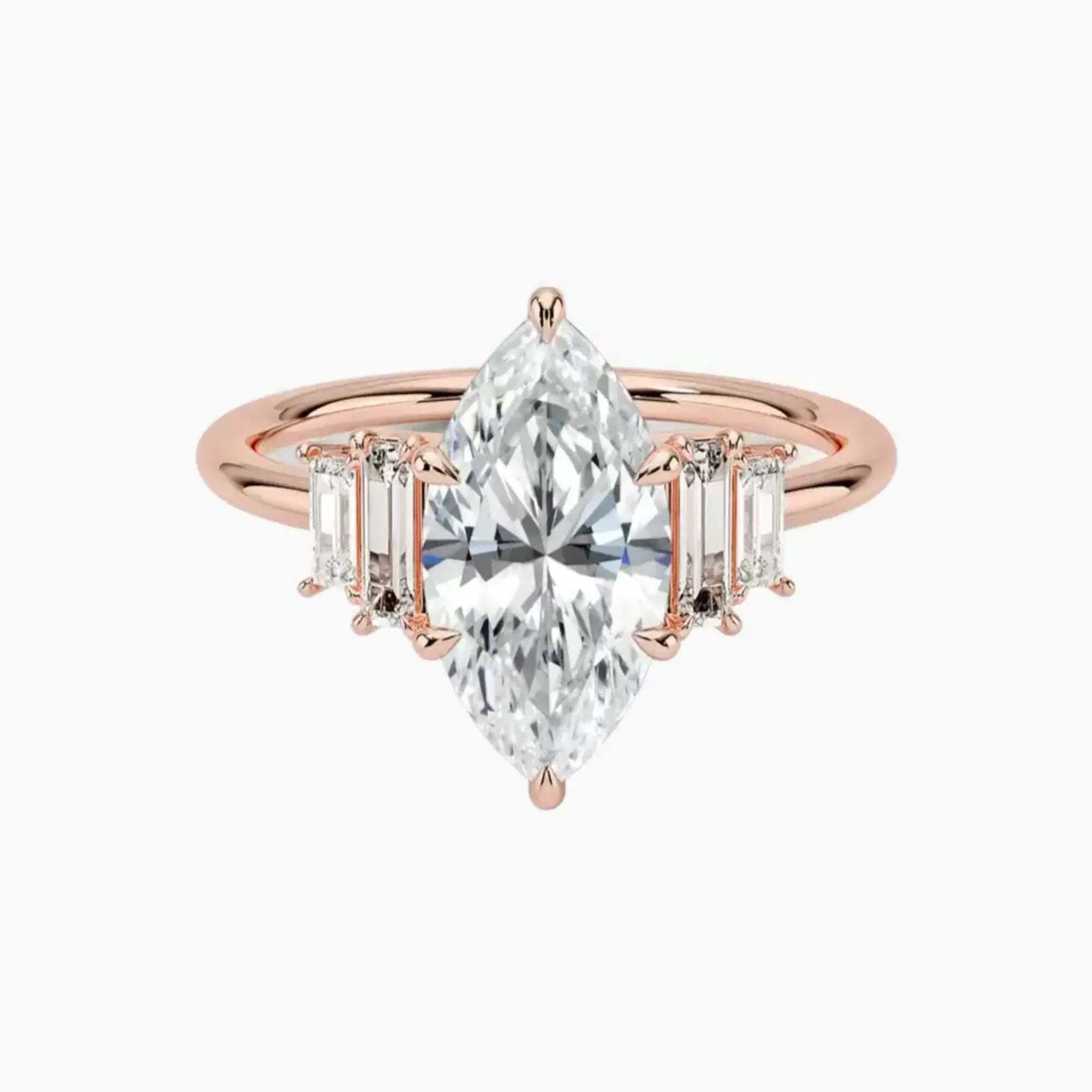 Nerine Five Stone Marquise Designer 1.5 Carat Lab Grown Diamond Engagement Ring in 14K White Gold