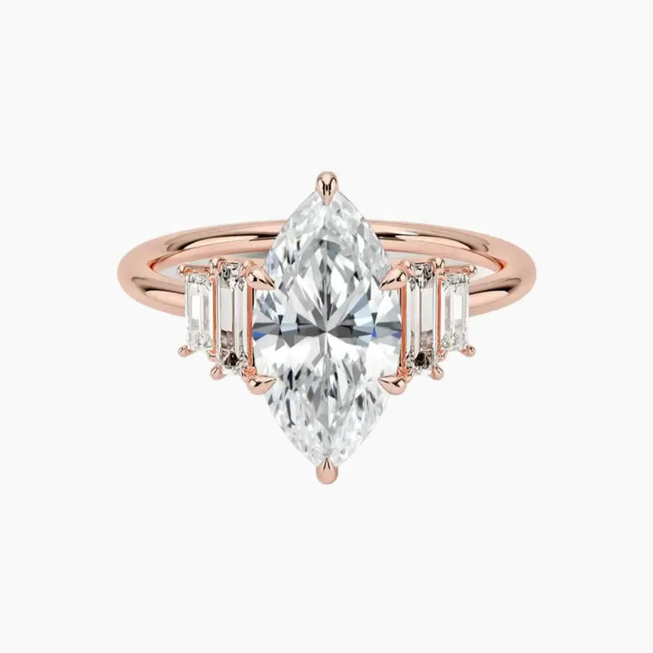 Nerine Five Stone Marquise Designer 1.5 Carat Lab Grown Diamond Engagement Ring in 14K Rose Gold