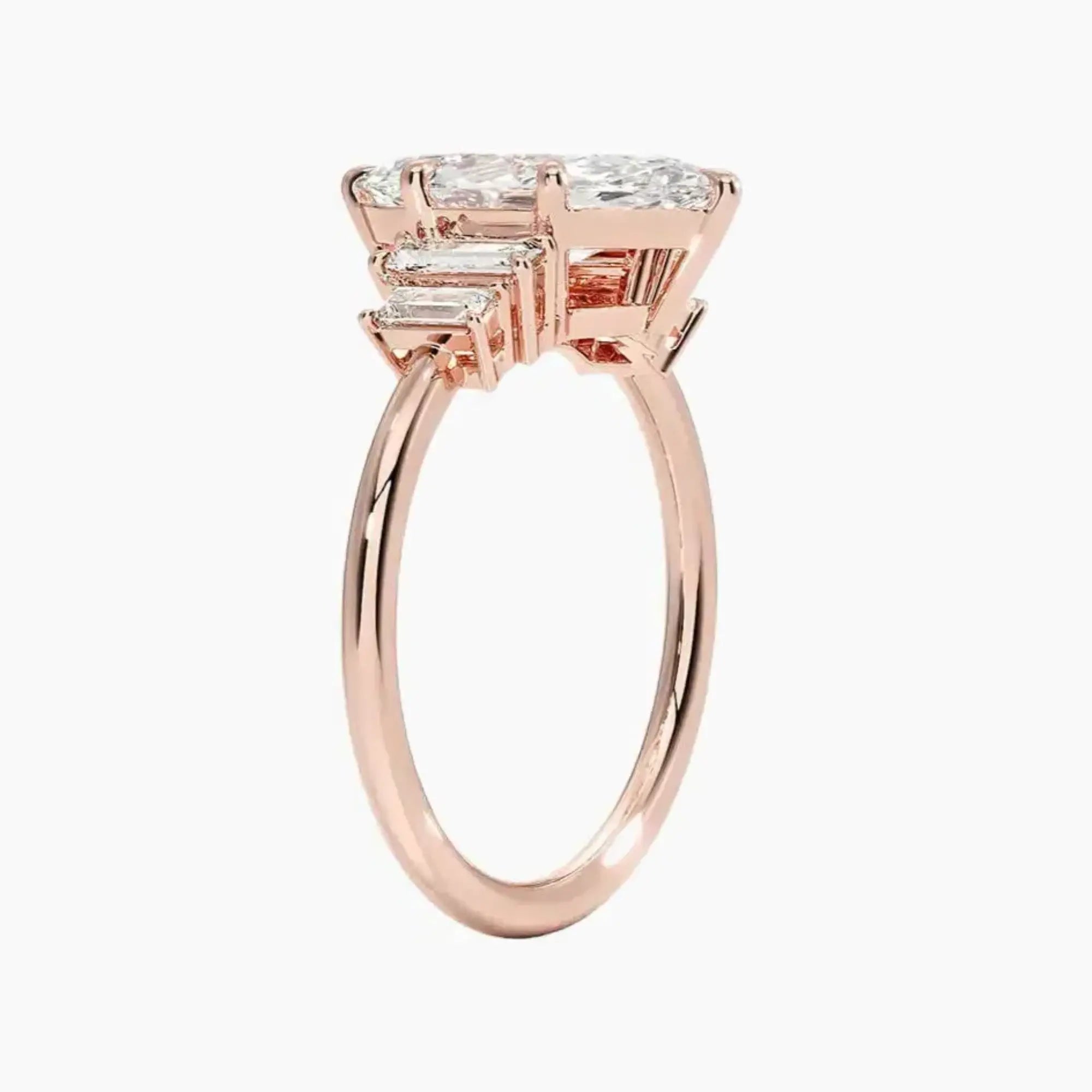 Nerine Five Stone Marquise Designer 2.5 Carat Lab Grown Diamond Engagement Ring in 18K Rose Gold