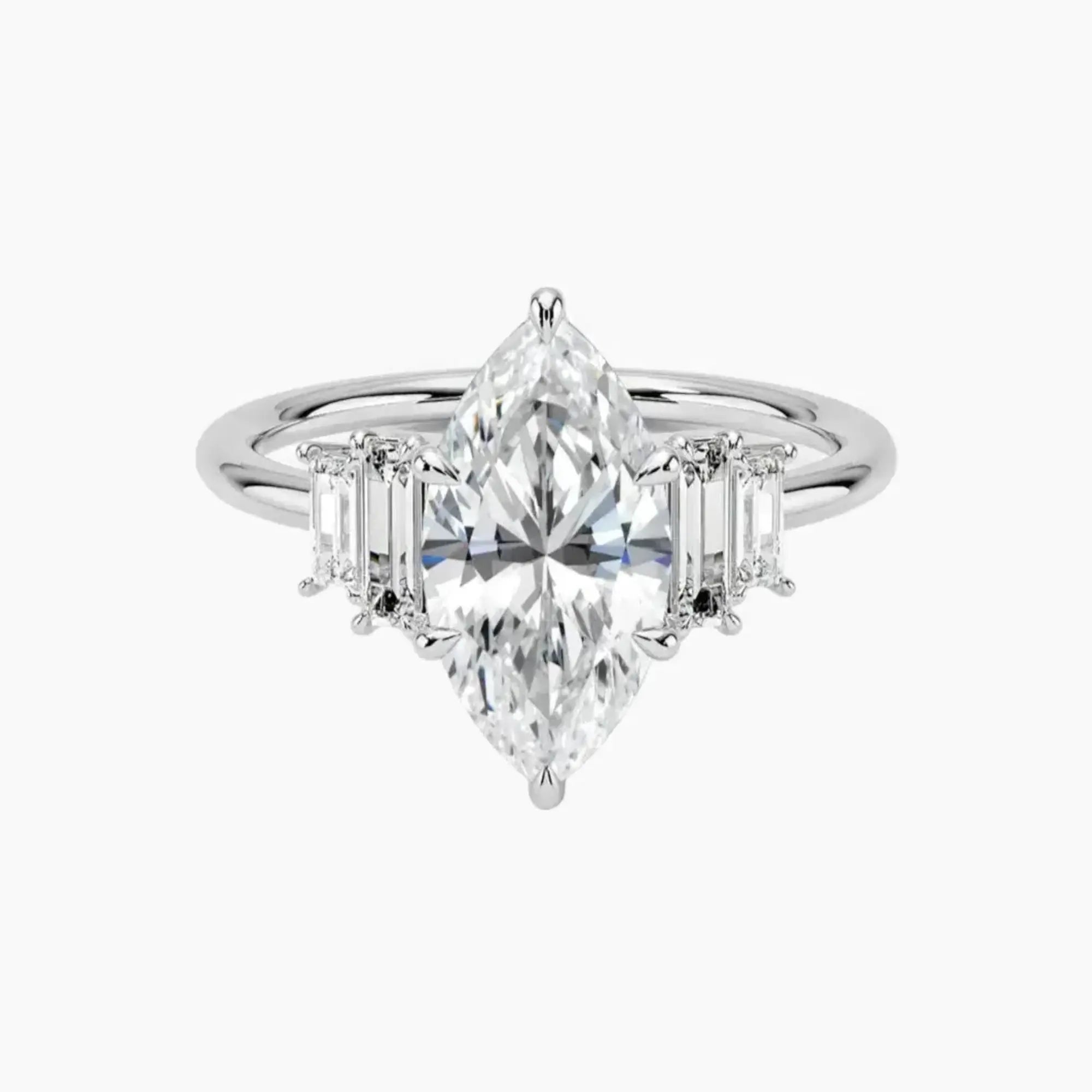 Nerine Five Stone Marquise Designer 2.5 Carat Lab Grown Diamond Engagement Ring in 18K Rose Gold