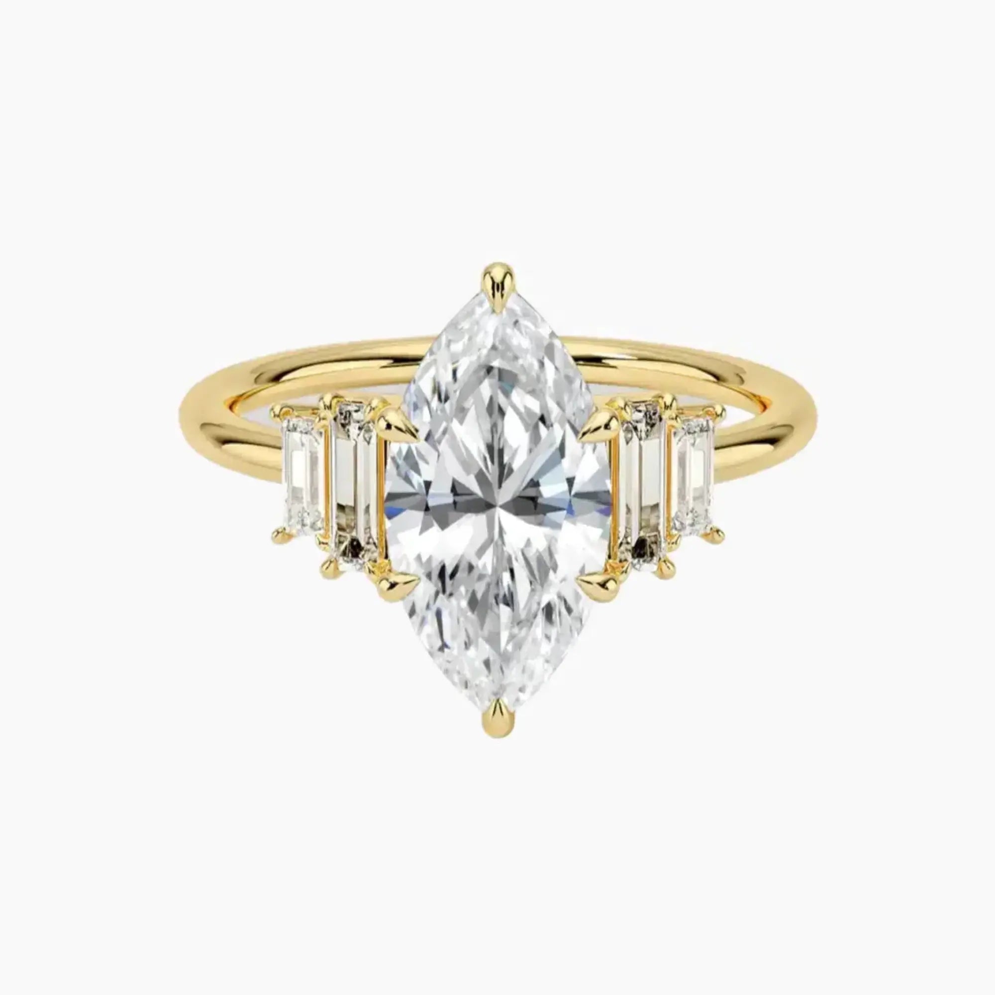Nerine Five Stone Marquise Designer 1 Carat Lab Grown Diamond Engagement Ring in 18K Rose Gold