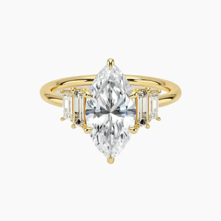 Nerine Five Stone Marquise Designer 2.5 Carat Lab Grown Diamond Engagement Ring in 18K Yellow Gold