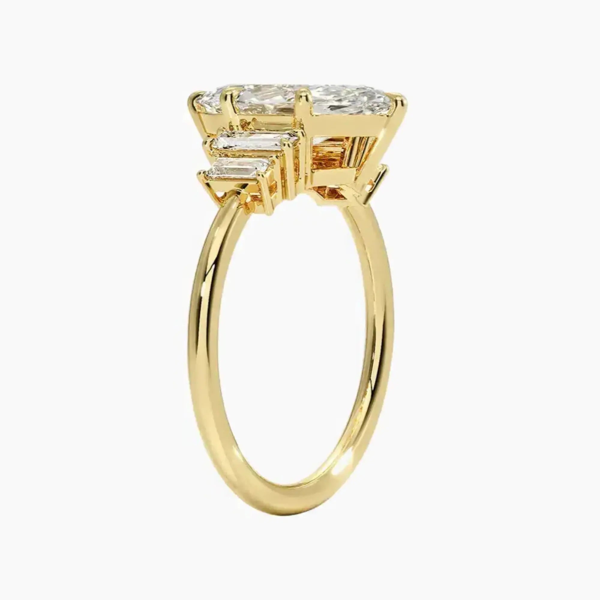 Nerine Five Stone Marquise Designer 2 Carat Lab Grown Diamond Engagement Ring in 14K Yellow Gold
