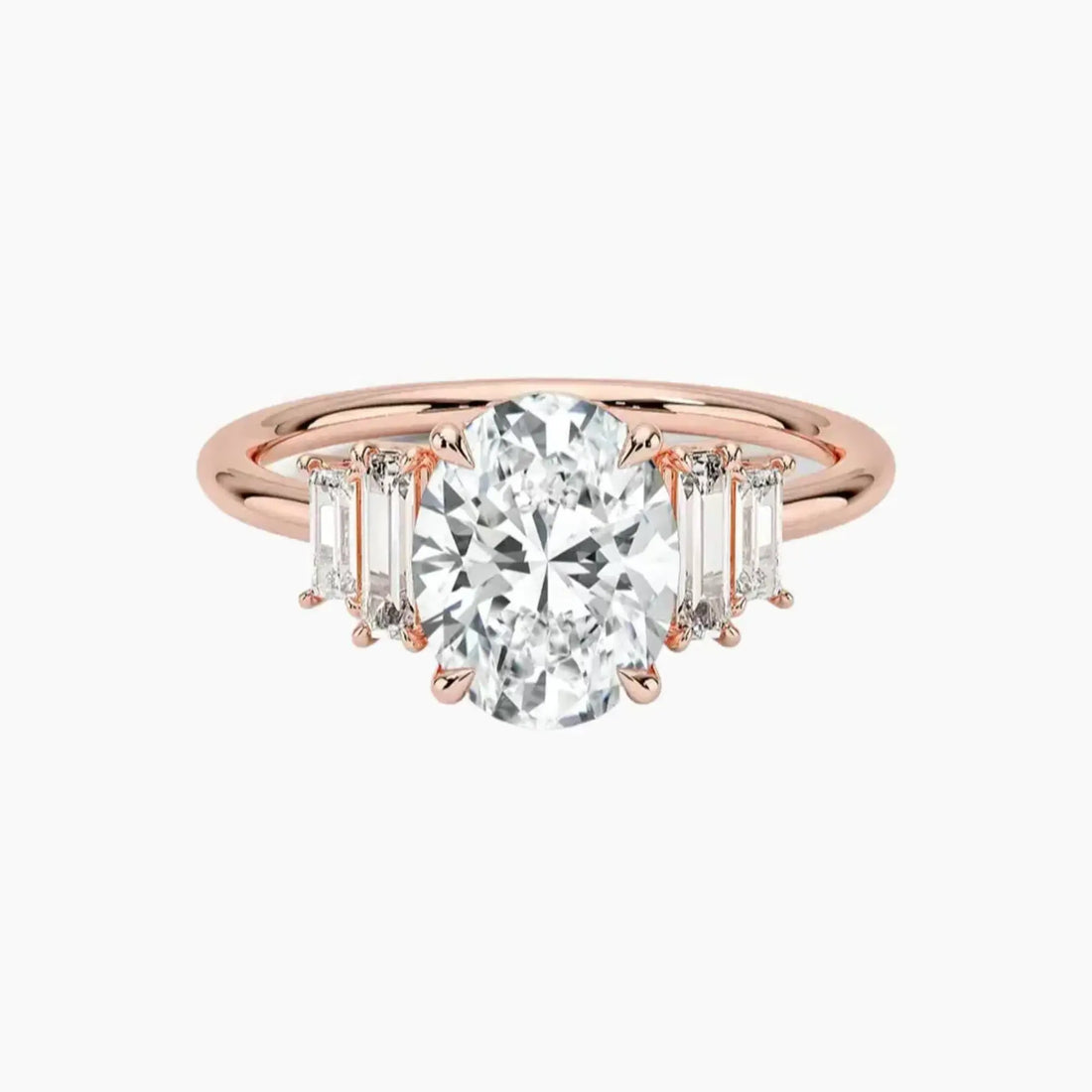 Nerine Five Stone Oval Designer 3 Carat Lab Grown Diamond Engagement Ring in 18K Yellow Gold