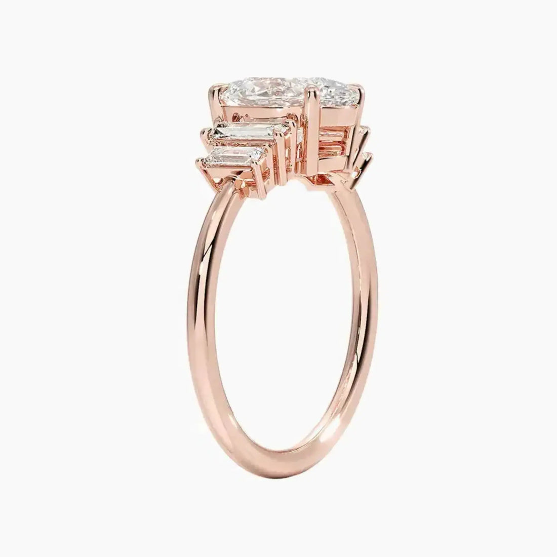 Nerine Five Stone Oval Designer 1 Carat Lab Grown Diamond Engagement Ring in 14K Yellow Gold