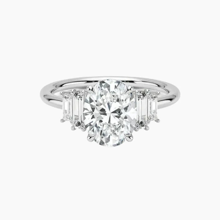 Nerine Five Stone Oval Designer 2.5 Carat Lab Grown Diamond Engagement Ring in 18K White Gold
