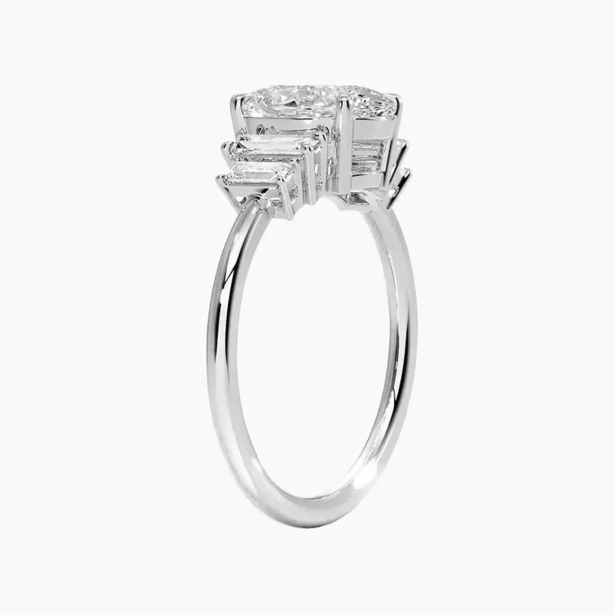 Nerine Five Stone Oval Designer 2.5 Carat Lab Grown Diamond Engagement Ring in 14K White Gold