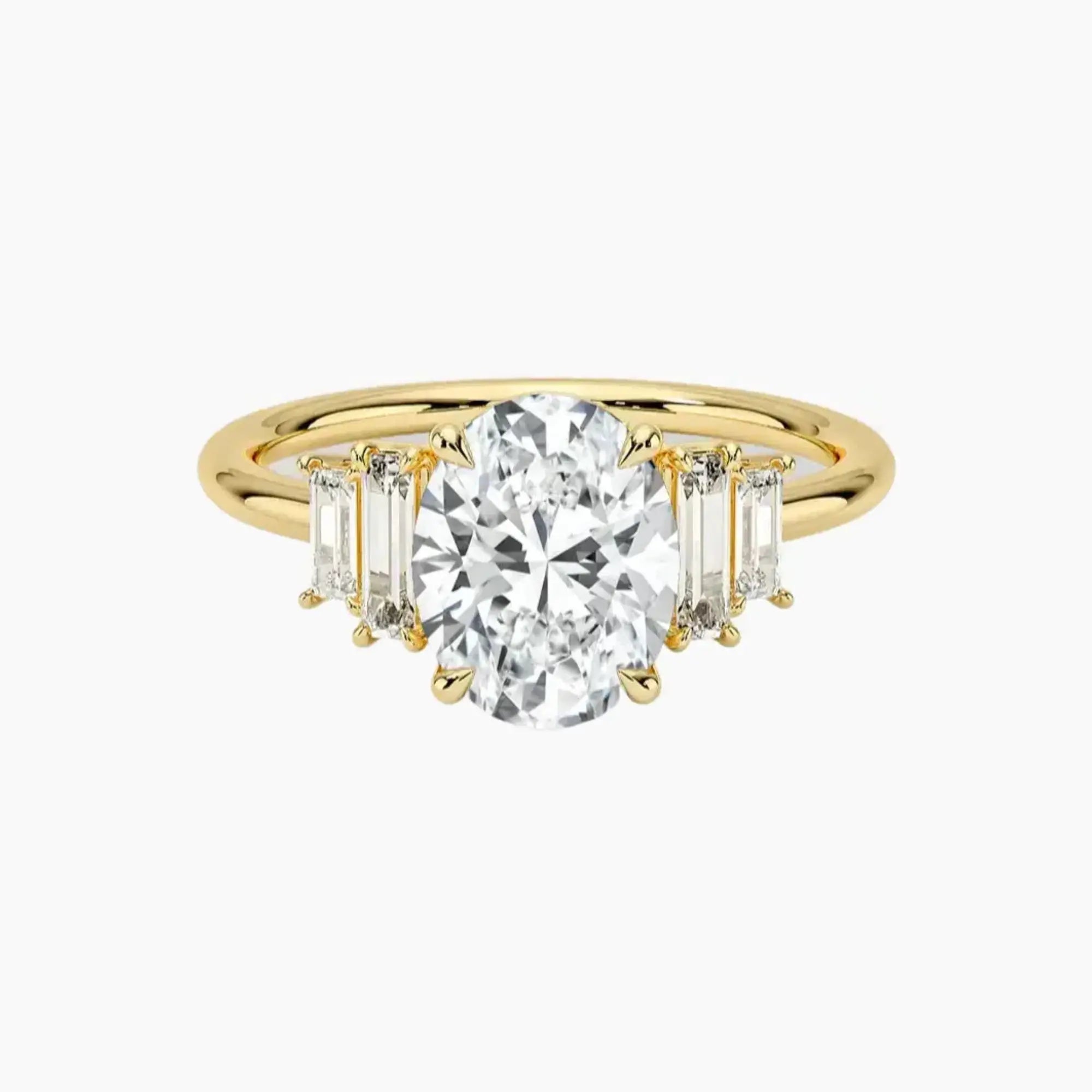 Nerine Five Stone Oval Designer 2 Carat Lab Grown Diamond Engagement Ring in 18K Yellow Gold