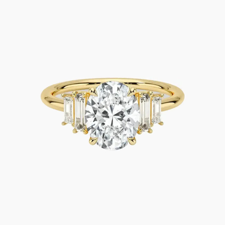 Nerine Five Stone Oval Designer 2.5 Carat Lab Grown Diamond Engagement Ring in 18K Yellow Gold