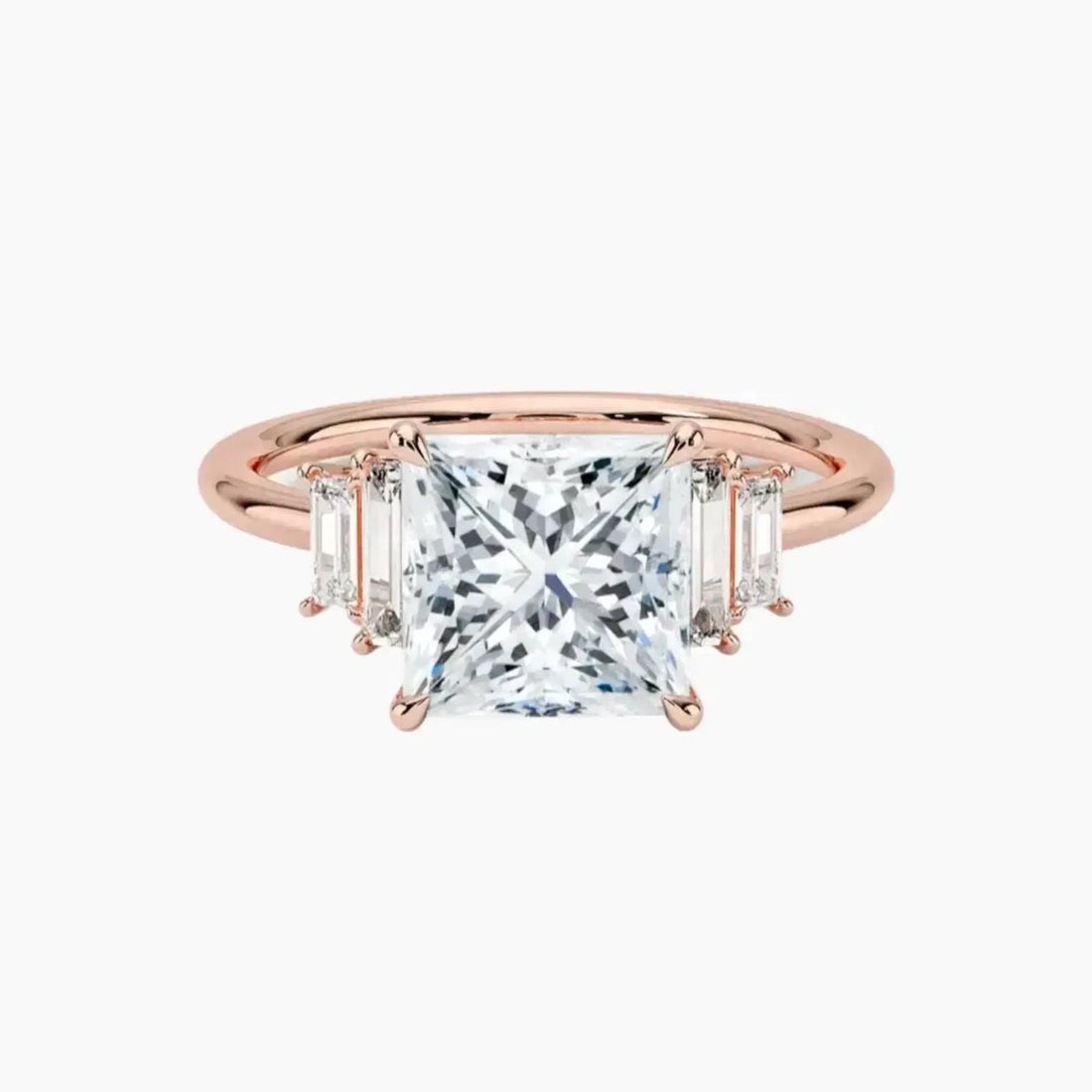 Nerine Five Stone Princess Designer 2.5 Carat Lab Grown Diamond Engagement Ring in 14K Yellow Gold