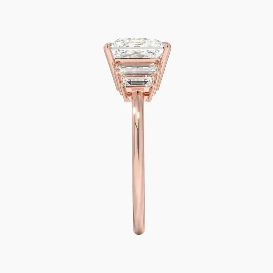 Nerine Five Stone Princess Designer 3 Carat Lab Grown Diamond Engagement Ring in 14K Rose Gold