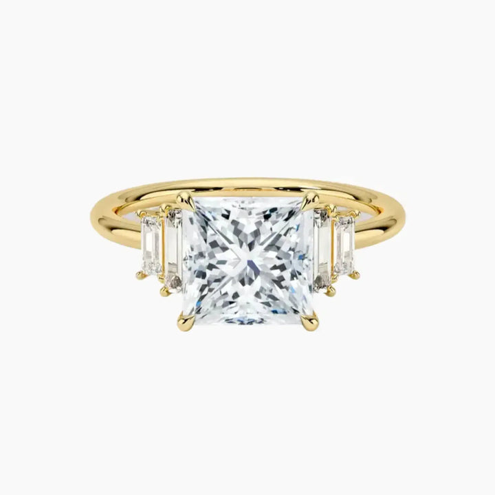 Nerine Five Stone Princess Designer 3 Carat Lab Grown Diamond Engagement Ring in 18K Yellow Gold
