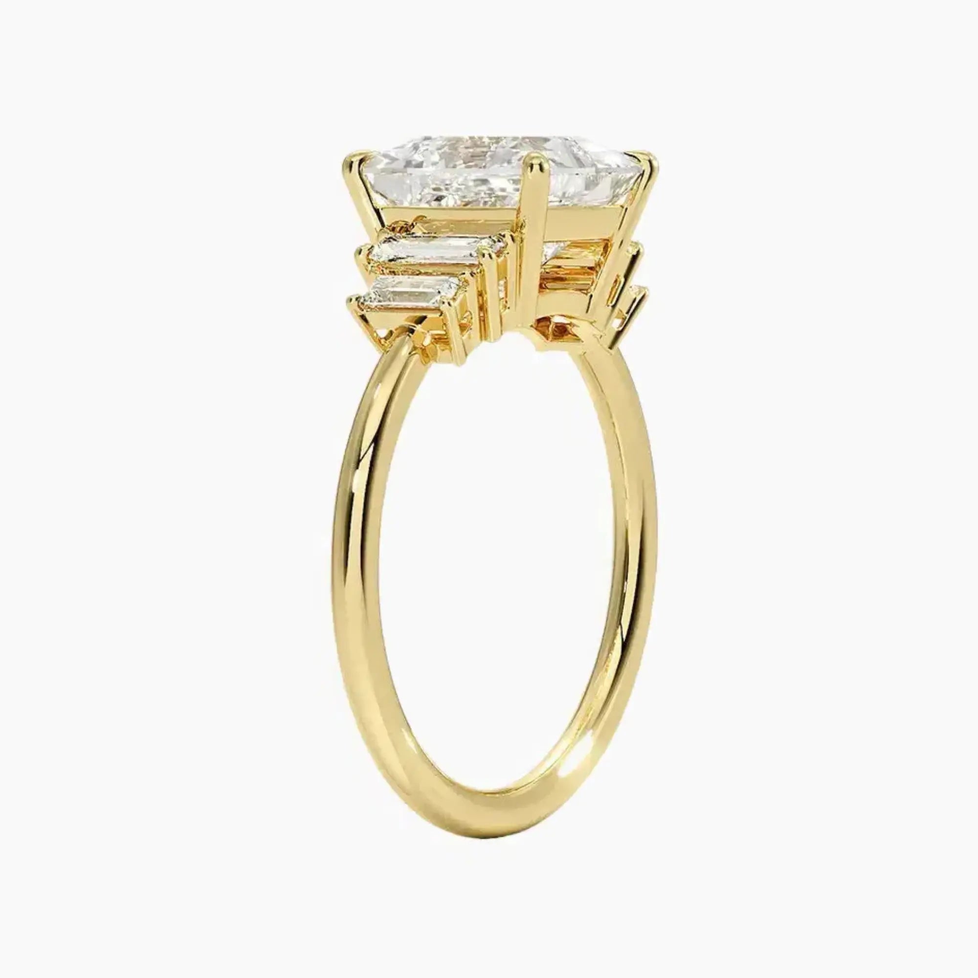 Nerine Five Stone Princess Designer 3 Carat Lab Grown Diamond Engagement Ring in 14K Rose Gold