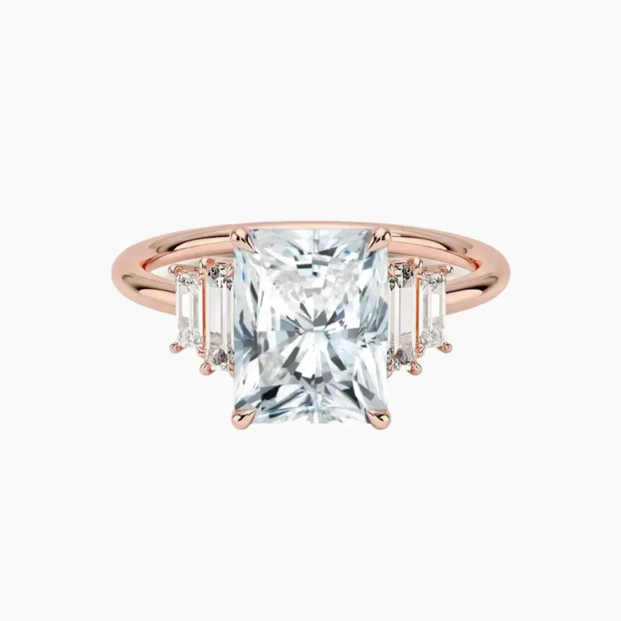Nerine Five Stone Radiant Designer 2.5 Carat Lab Grown Diamond Engagement Ring in 18K Rose Gold
