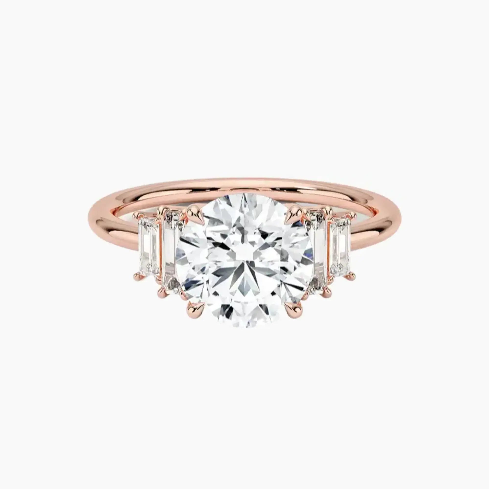 Nerine Five Stone Round Designer 3 Carat Lab Grown Diamond Engagement Ring in 14K Rose Gold