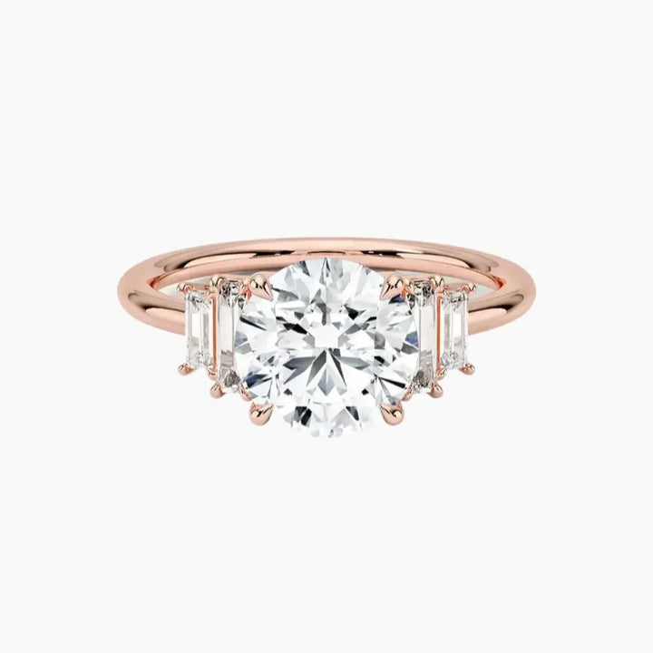 Nerine Five Stone Round Designer 3 Carat Lab Grown Diamond Engagement Ring in 18K Rose Gold