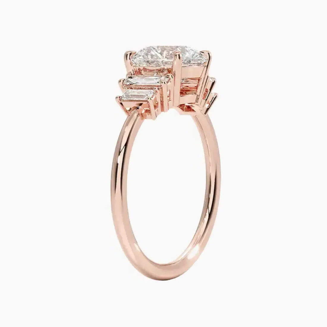 Nerine Five Stone Round Designer Diamond Ring Setting in 18K Rose Gold