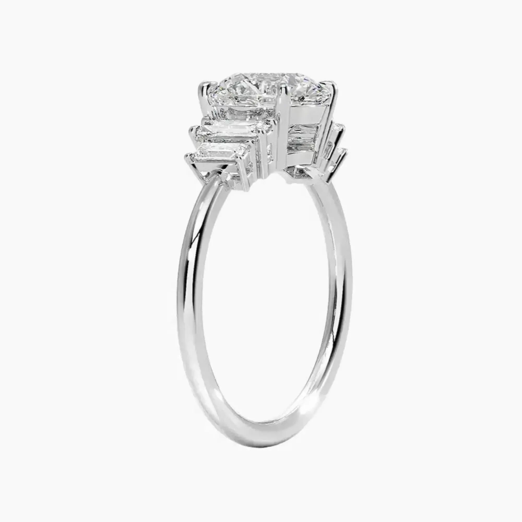 Nerine Five Stone Round Designer 3 Carat Lab Grown Diamond Engagement Ring in 14K White Gold