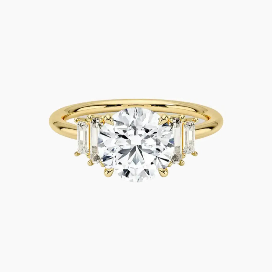 Nerine Five Stone Round Designer 1.5 Carat Lab Grown Diamond Engagement Ring in 14K Yellow Gold