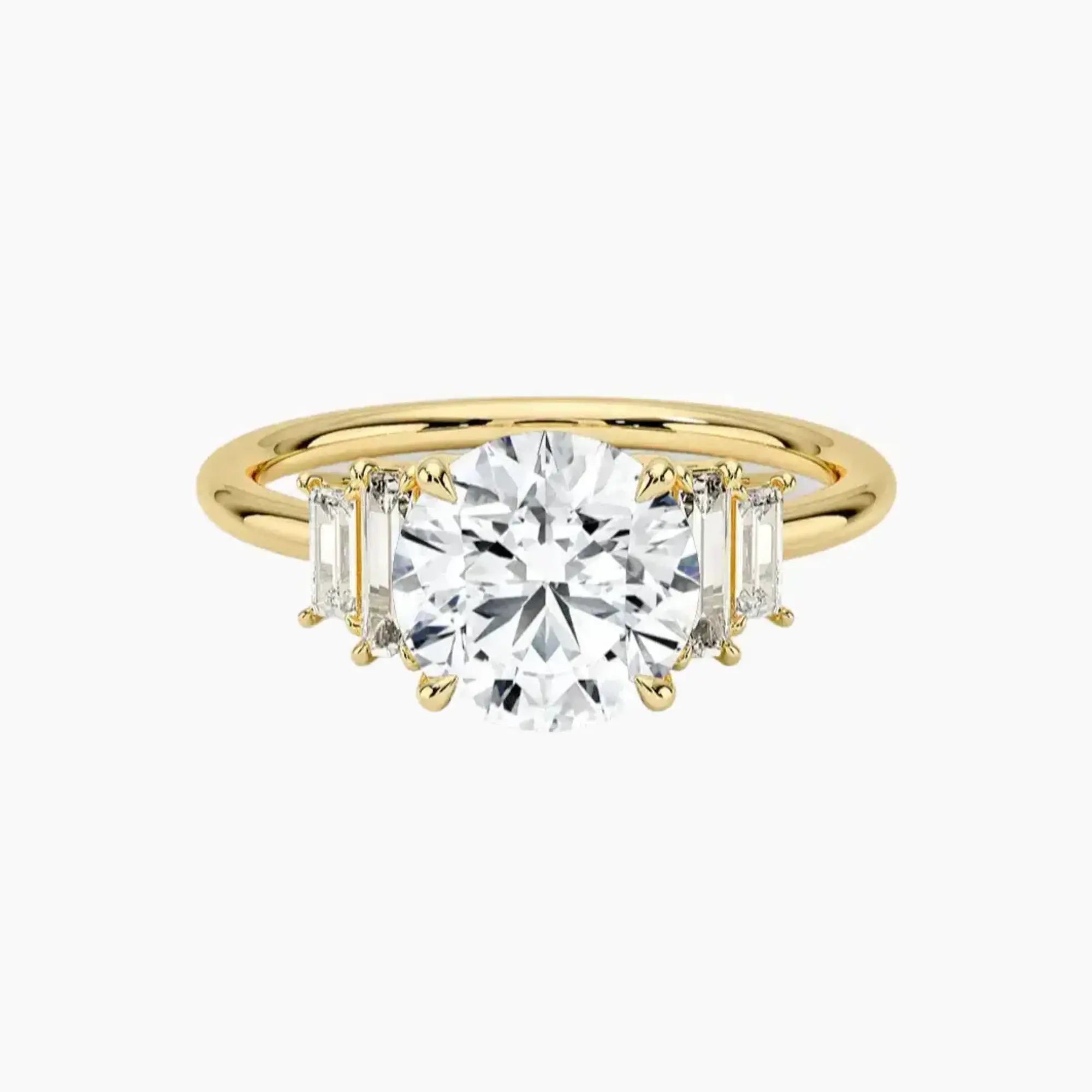 Nerine Five Stone Round Designer 3 Carat Lab Grown Diamond Engagement Ring in 18K Rose Gold