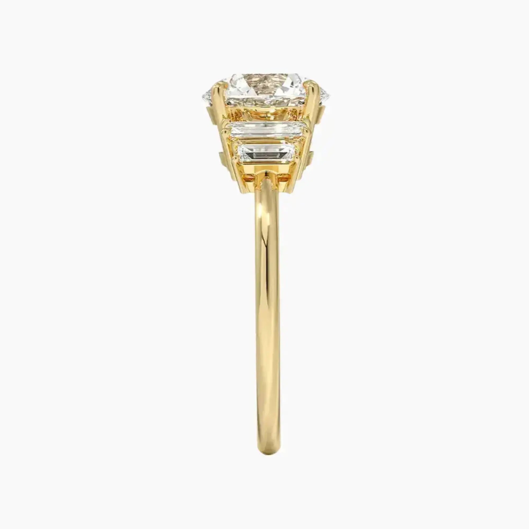 Nerine Five Stone Round Designer 3 Carat Lab Grown Diamond Engagement Ring in 14K Yellow Gold
