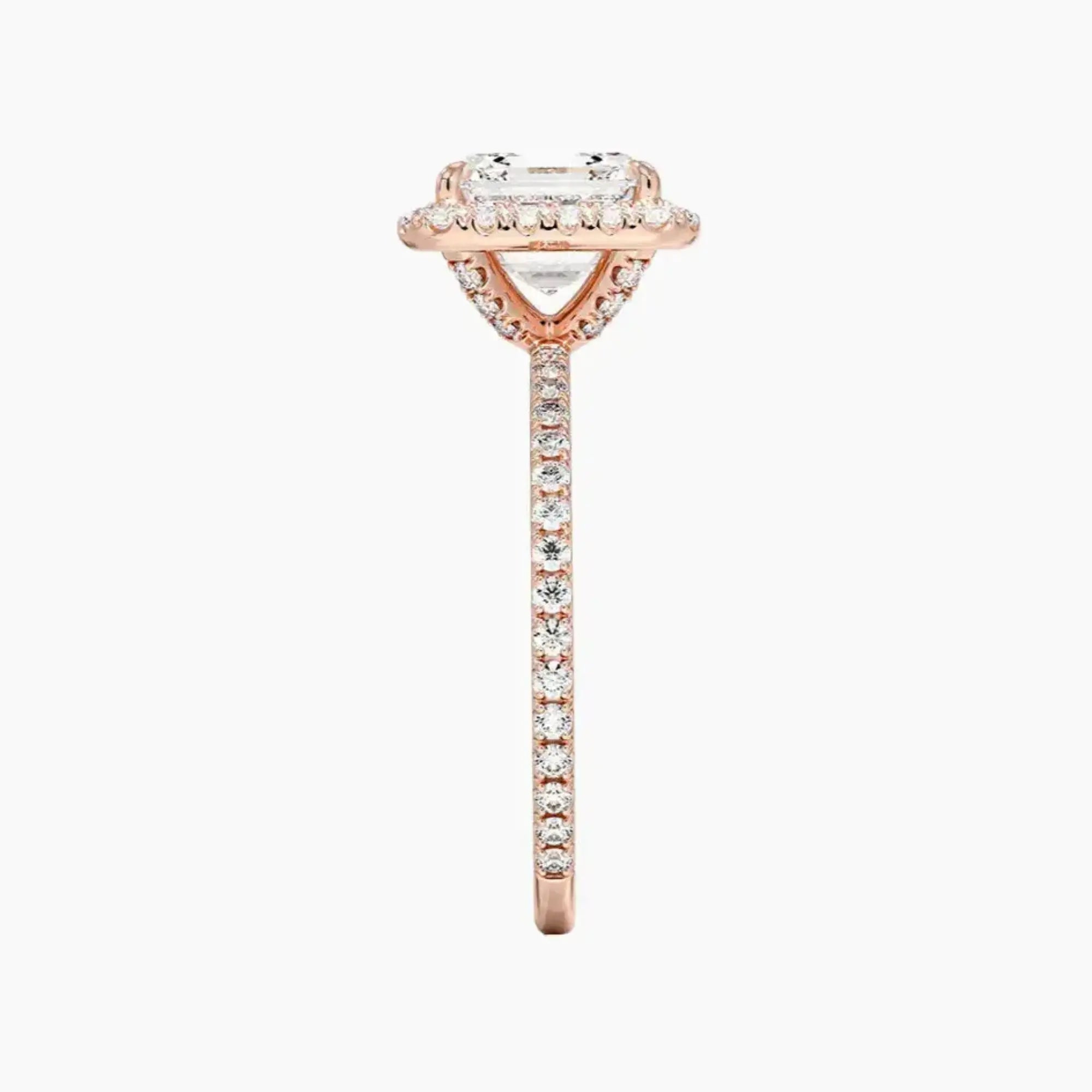 Cassiopeia Pave Asscher Hidden Halo 1.5 Carat Lab Grown Diamond Engagement Ring in 18K Yellow Gold