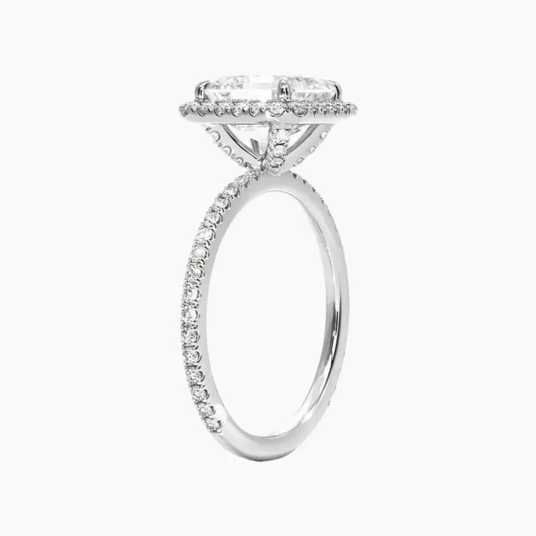 Cassiopeia Pave Asscher Hidden Halo 1.5 Carat Lab Grown Diamond Engagement Ring in 14K Yellow Gold