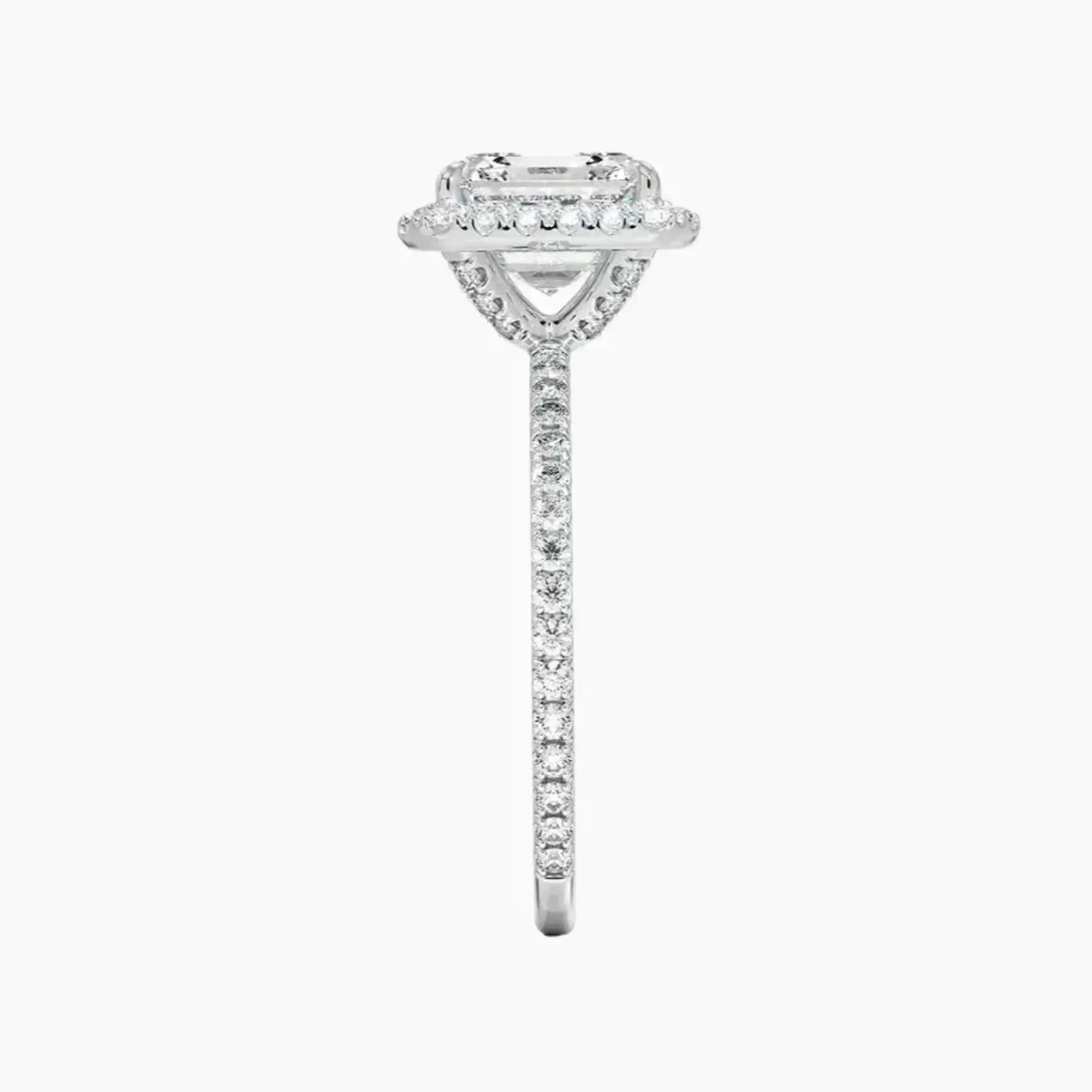 Cassiopeia Pave Asscher Hidden Halo Diamond Ring Setting in 14K Rose Gold