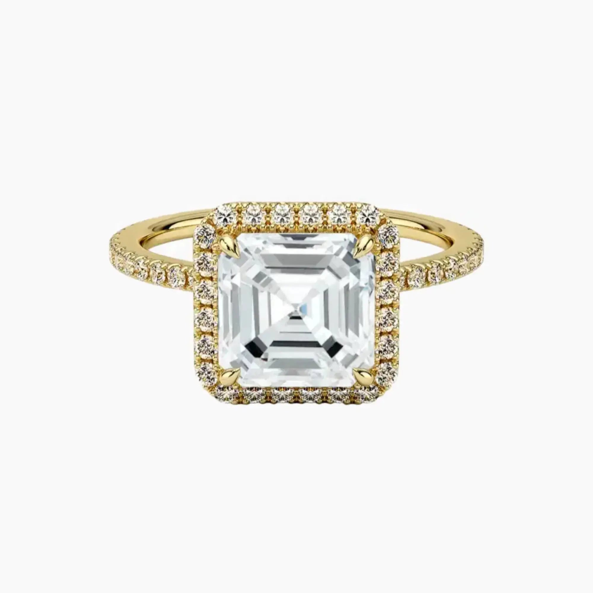Cassiopeia Pave Asscher Hidden Halo Diamond Ring Setting in 18K White Gold