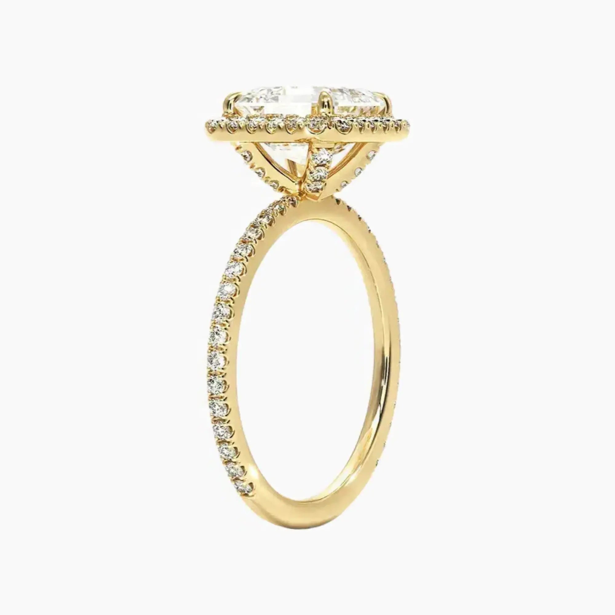 Cassiopeia Pave Asscher Hidden Halo 1 Carat Lab Grown Diamond Engagement Ring in 18K White Gold